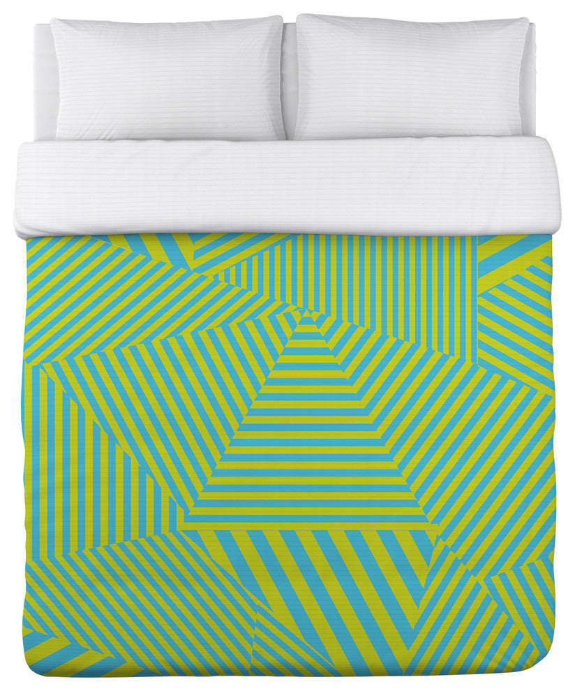 Edit Stripe, Blue Yellow Lightweight King Duvet Cover