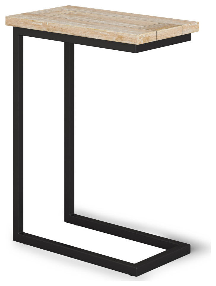 Skyler C Side Table With Marble Top, Distressed White Wash