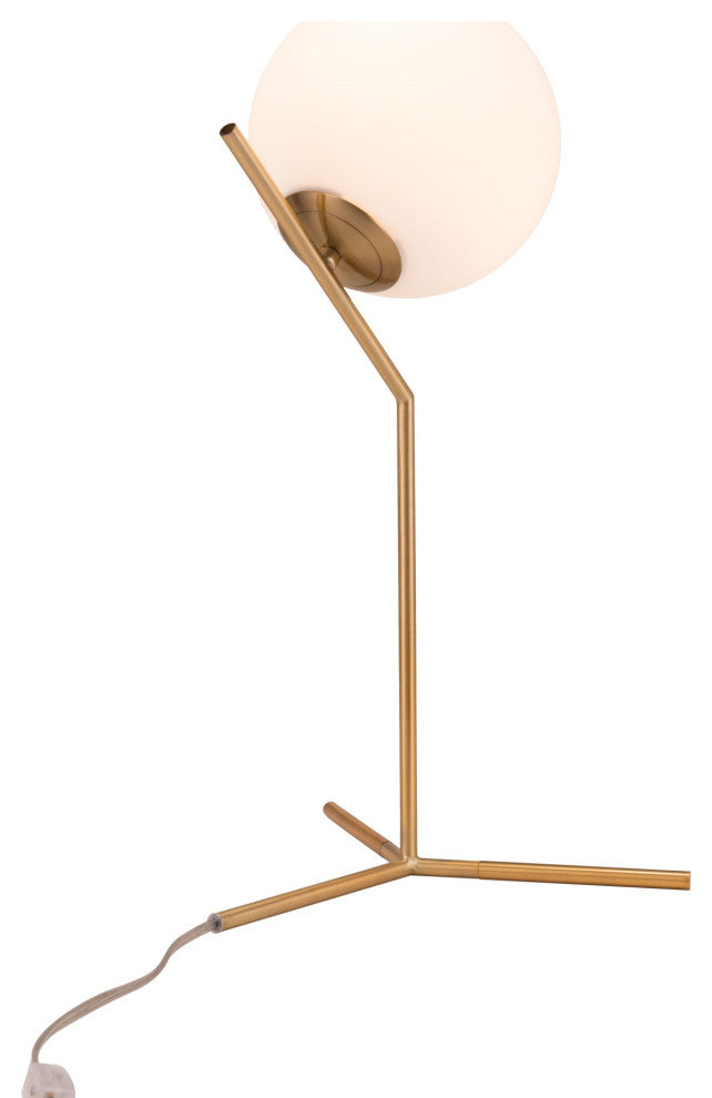 Table Lamp, Glass, Steel Metal, Brass, Gold, White, Kitchen Lounge Cafe Bistro