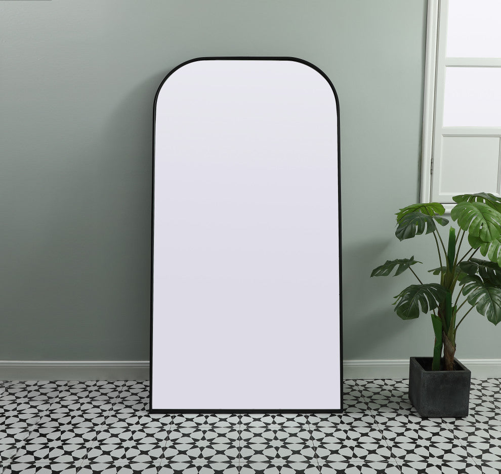 Metal Frame Arch Full Length Mirror 35X66 Inch, Black