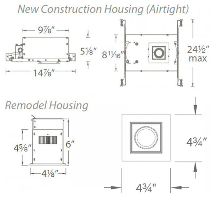 Mini Multiple LED Single-Light Remodel Housing, and-Light 4000K Narrow, Black