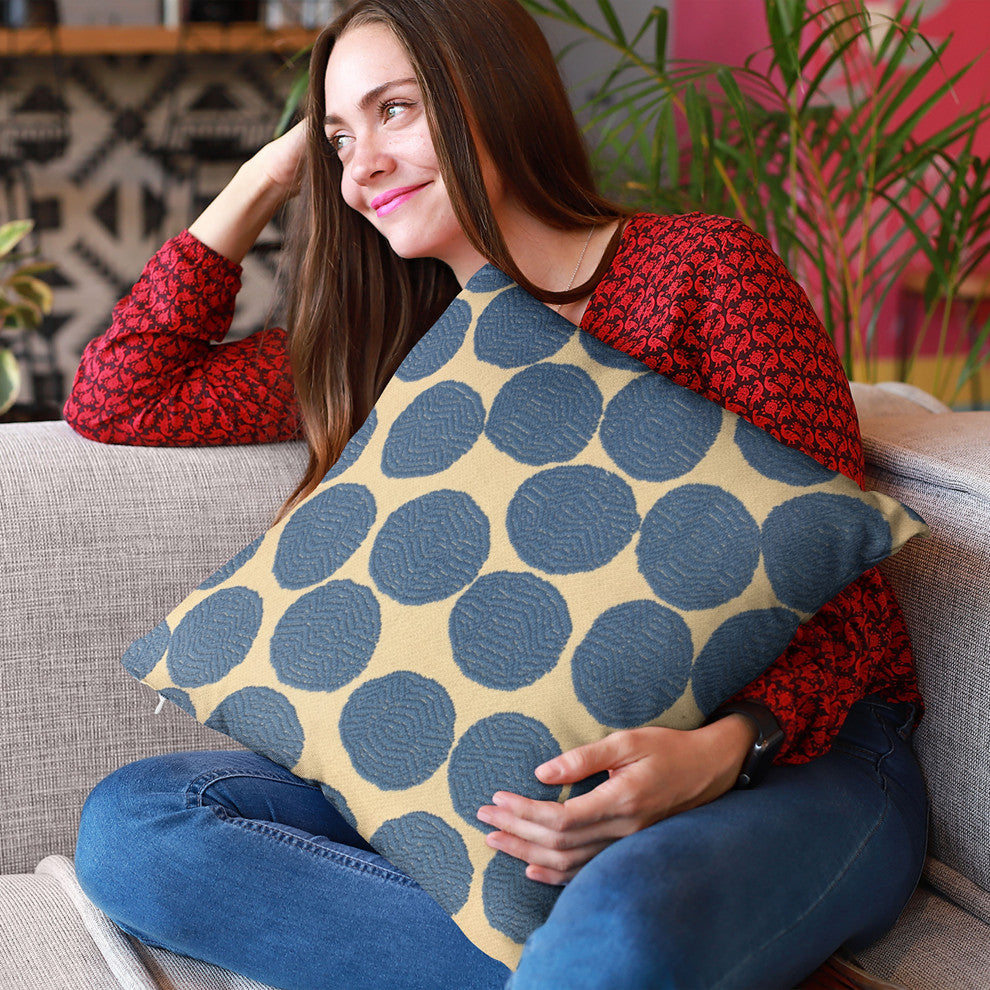 Plutus Blue Spotty Dot Luxury Throw Pillow, 20"x20"