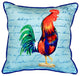 Betsy Drake Blue Rooster Script - Small Indoor/Outdoor Pillow 12x12