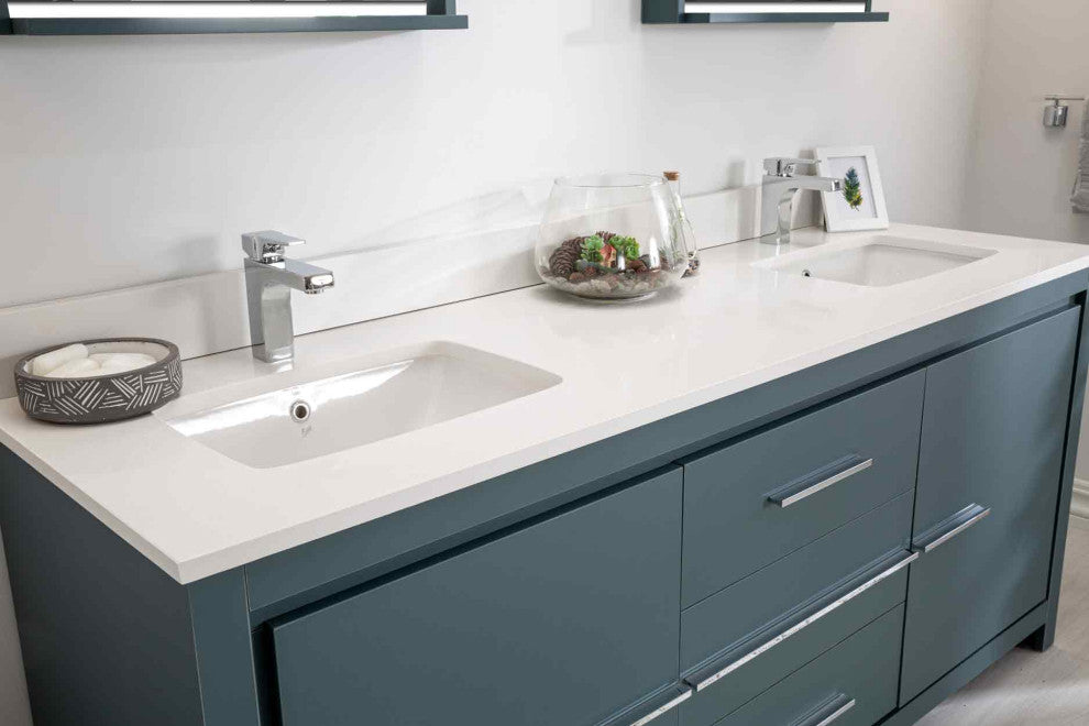 Mila Collection 72" Bathroom Vanity With Sink, Mirror, Countertop, Alasca Blue