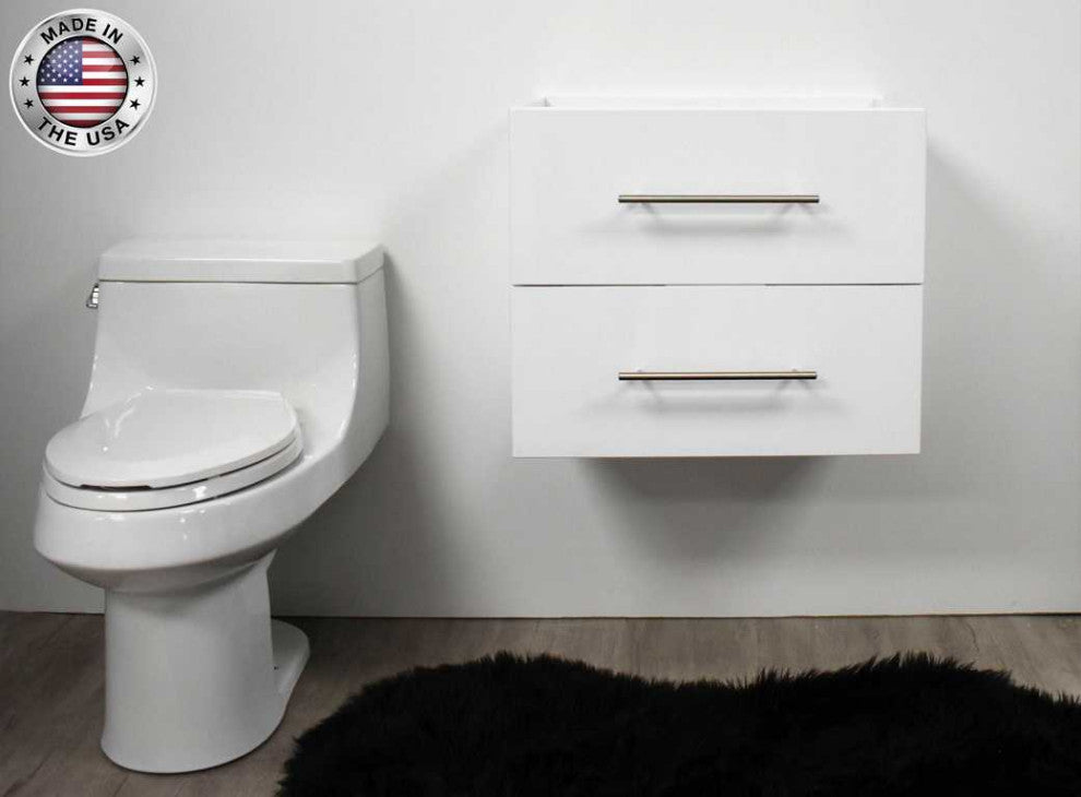Napa 30" Modern Floating Bathroom Vanity With Round Handles Cabinet Only, Glossy White