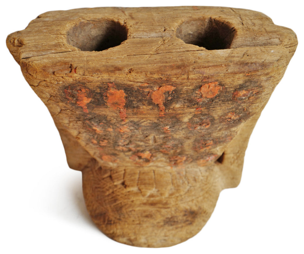 Consigned Rajasthan Village Wood Candle Stand 3