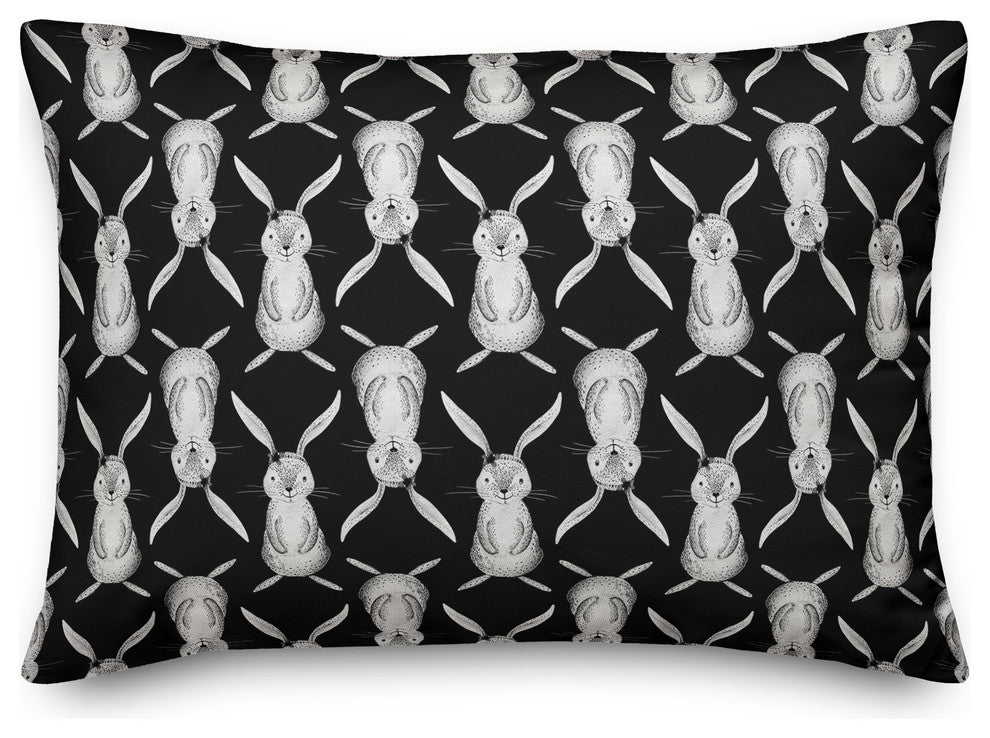 Modern Grey Bunnies 14x20 Lumbar Pillow Cover