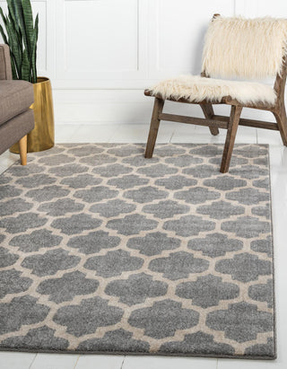 Rug Unique Loom Trellis Light Gray Rectangular 5' 0 x 8' 0