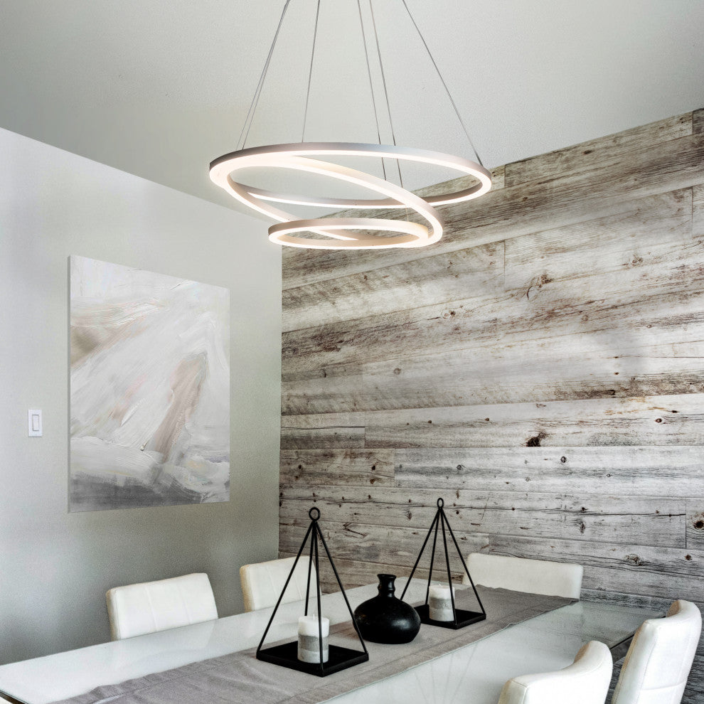Tania Trio 32" Ring ETL Certified Circular LED Chandelier, Silver