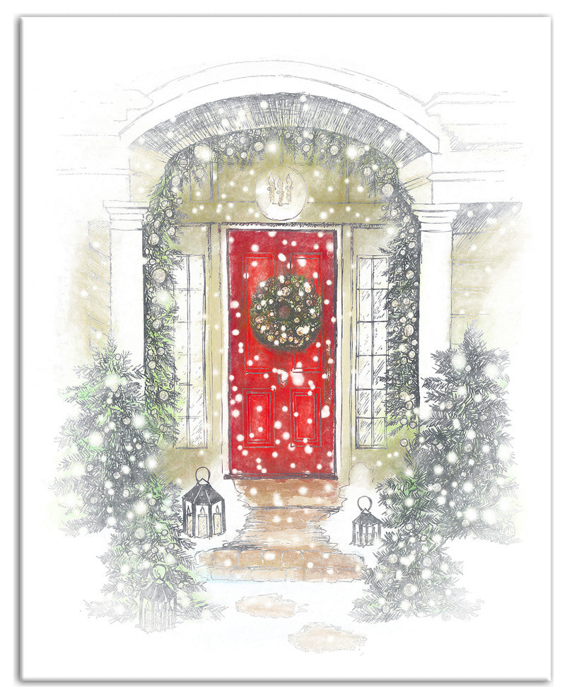 Holiday Door 16x20 Canvas Wall Art