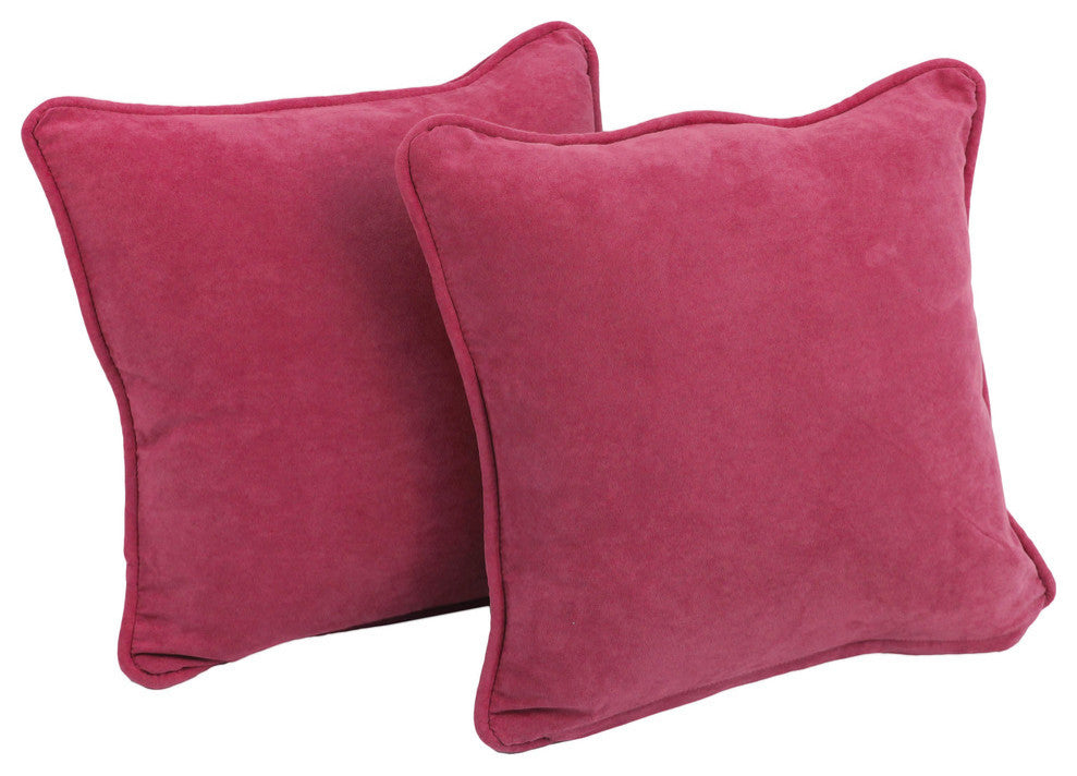 18" Double Corded Square Throw Pillows Inserts, Set of 2, Bery Berry