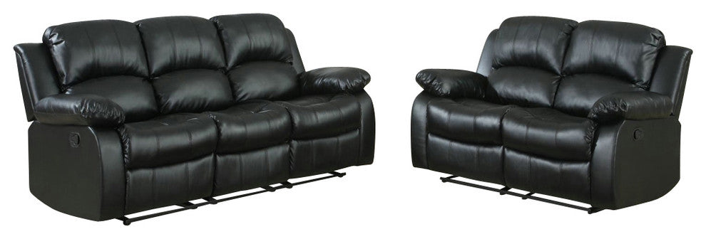 Homelegance Cranley 2-Piece Living Room Set, Black Leather