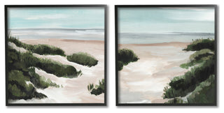 Tall Grass Sand Dunes Soft Wave Beach Landscape,2pc, each 17 x 17