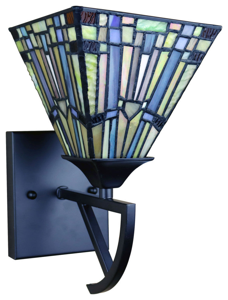 Kinsey Mission Tiffany-Style 1 Light Wall Sconce 6" Wide