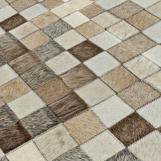 Cowhide Patchwork Rug, Hera, Mink, 9' X 12'