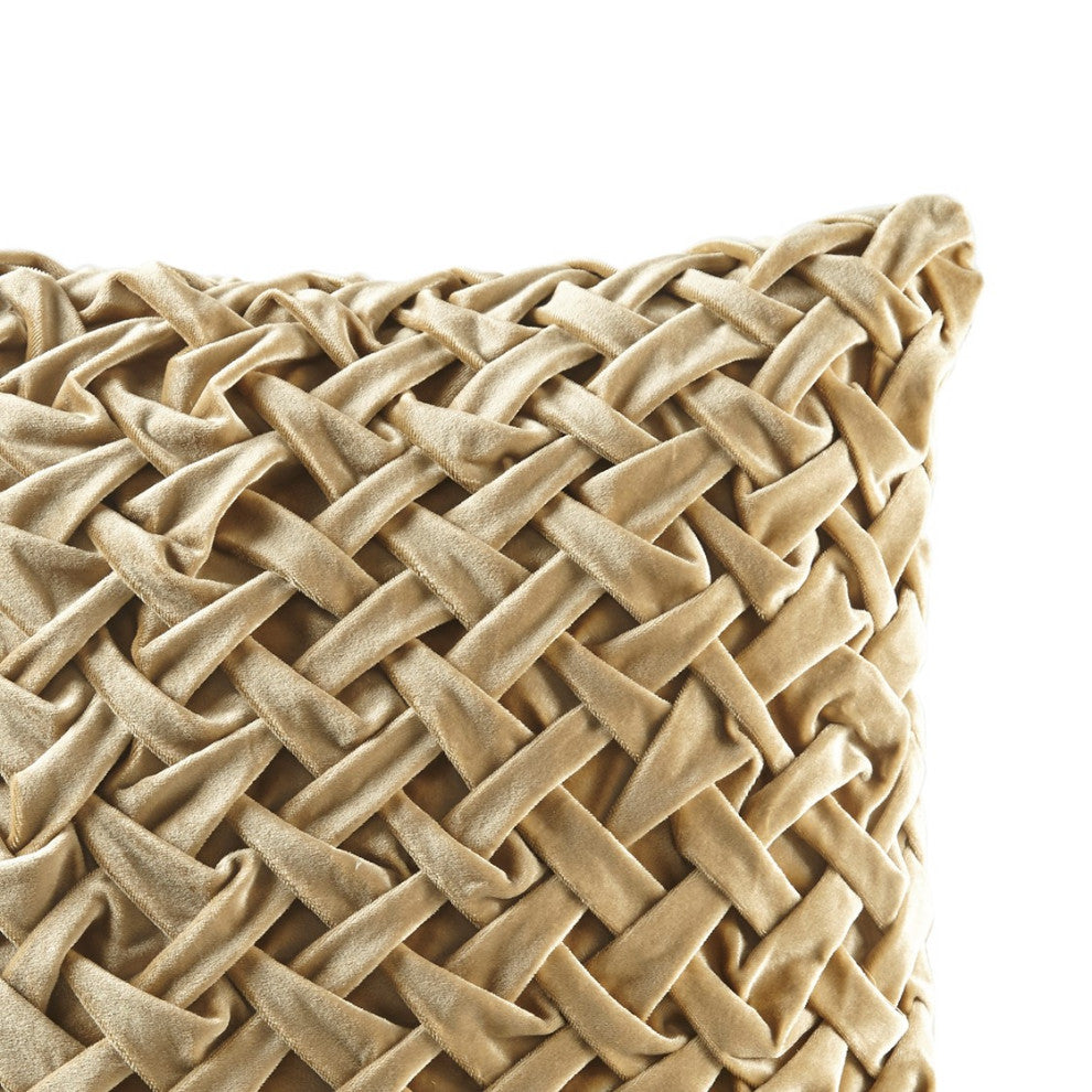 Croscill Winchester Ruched Velvet Sqaure Pillow 20x20, Gold