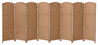 4 ft. Short Diamond Weave Fiber Room Divider Natural 8 Panel