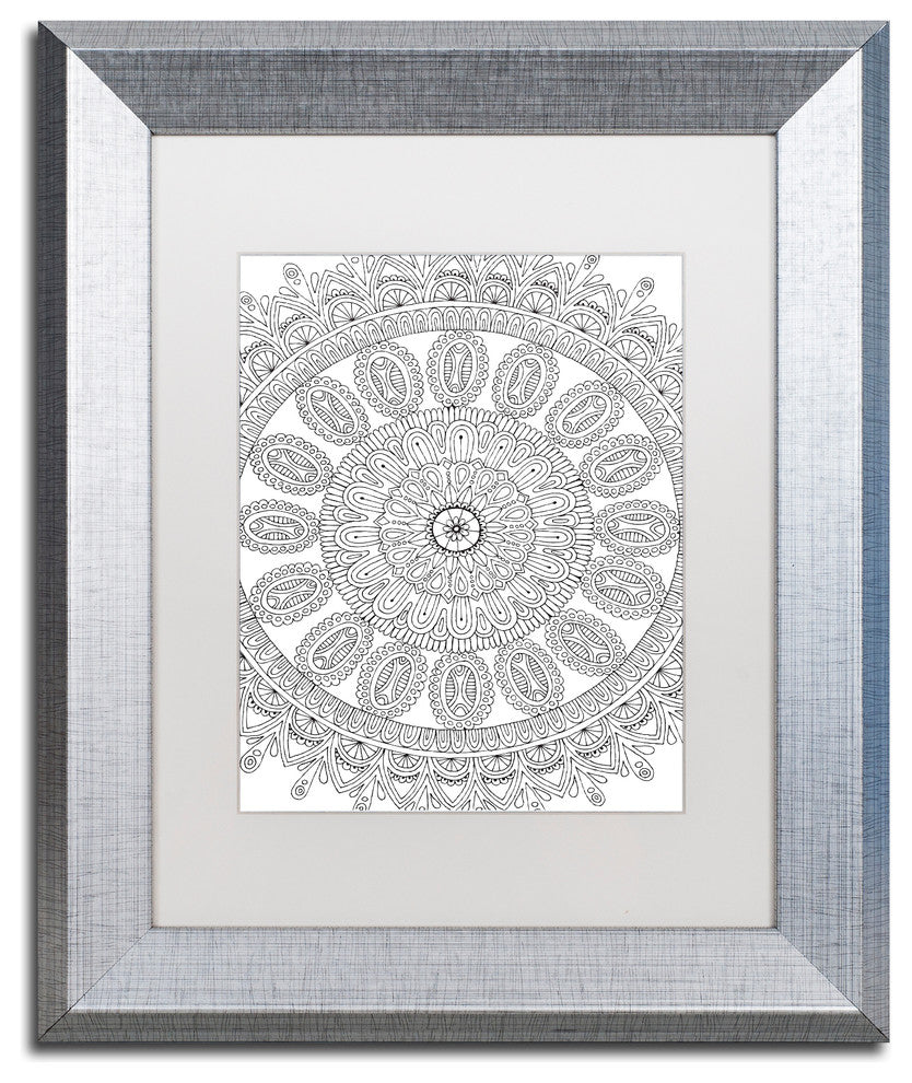 Hello Angel ''Mandala '' Art, Silver Frame, White Mat, 14x11