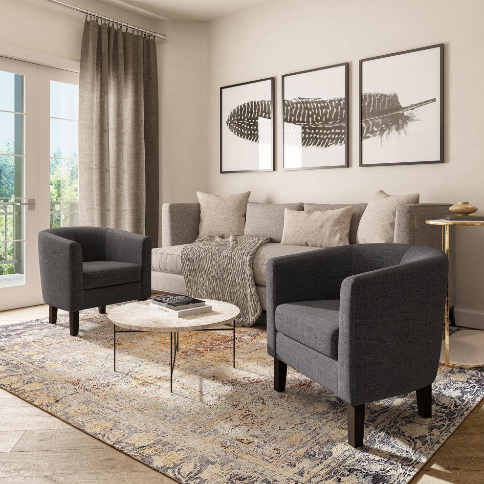 Modern Club Chair Barrel Design, Gray