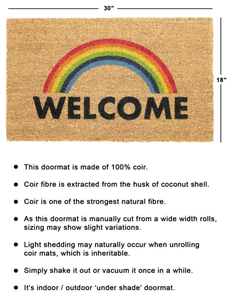 Multi Machine Tufted Welcome Rainbow Doormat, 18" x 30"