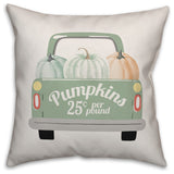 Pumpkin Truck 18"x18" Throw Pillow