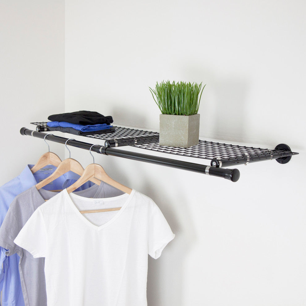 Double Shelf With Hanger, White, Black