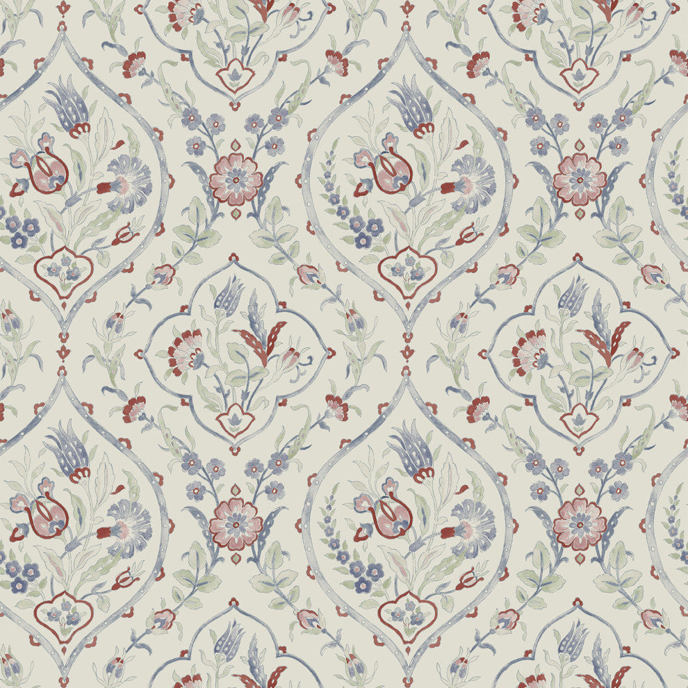 Laura Ashley Foscot Damask Wallpaper, Crimson Red