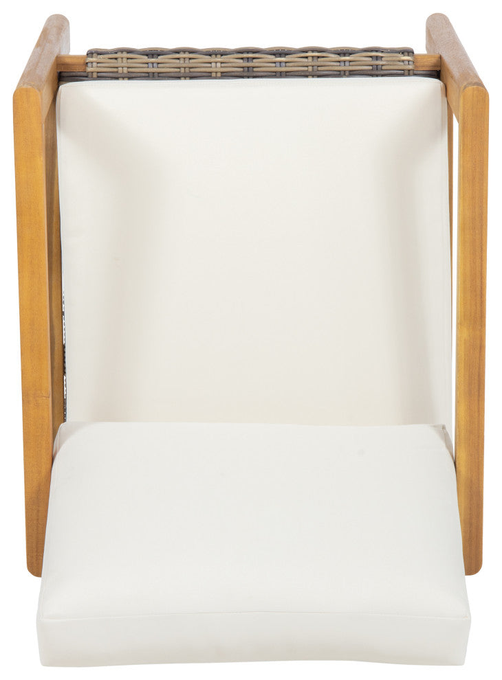 Kedan Outdoor Acacia Wood and Wicker Club Chair