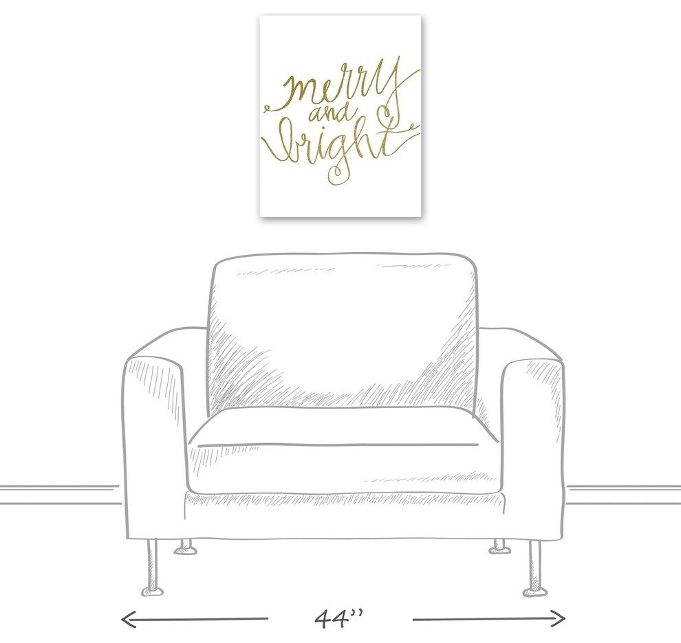 Gold Merry and Bright Canvas Wall Art, 16"x20", Unframed
