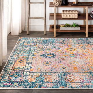 Bohemian Flair Boho Vintage Faded Area Rug, Cream/Navy, 5' x 8'