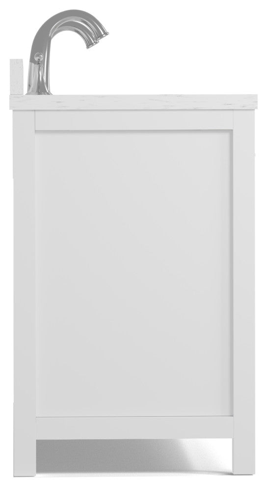 Caroline 72" Double Bath Vanity With Cultured Marble Quartz Top, White