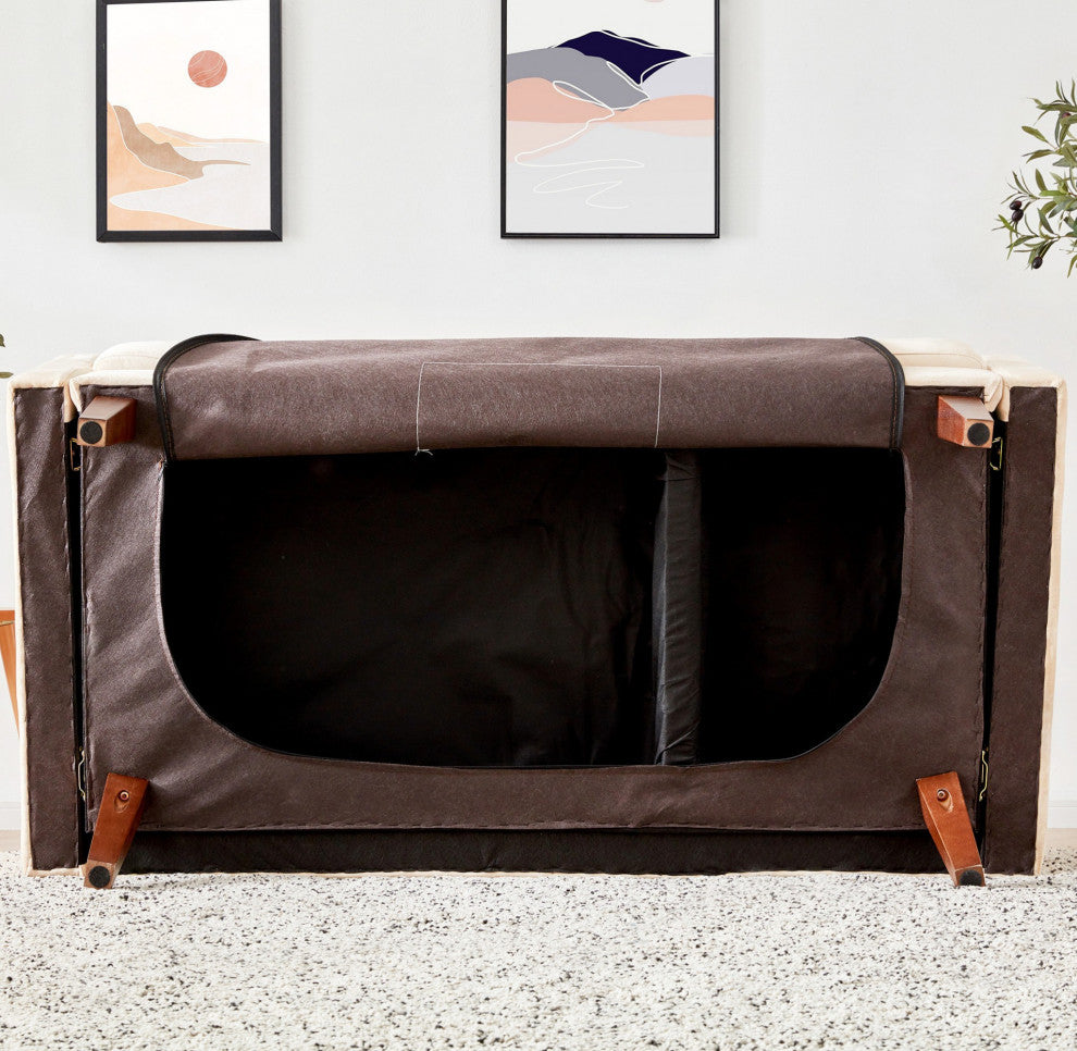 Beige Velvet Modern Tufted Modular Sofa