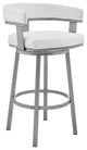 Benzara BM283291 Bar Height Stool, Swivel Chair, Vegan Faux Leather, White
