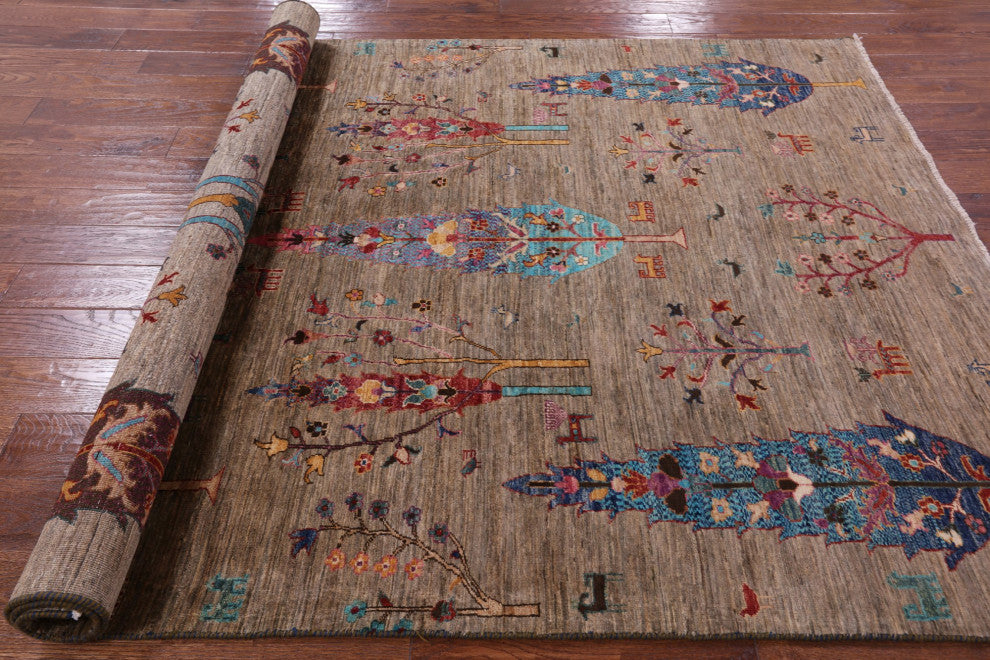 5' 8" X 7' 10" Handmade Tribal Persian Gabbeh Rug Q5287
