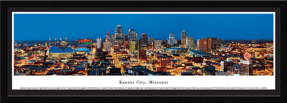 Kansas City Skyline Panoramic Poster, Missouri , Select Frame