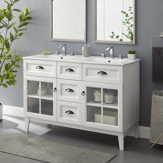 Isle 48" Double Bathroom Vanity Cabinet White White