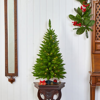 3' Providence Pine Faux Xmas Tree, Metal Planter W/ Lights & Bendable Branches