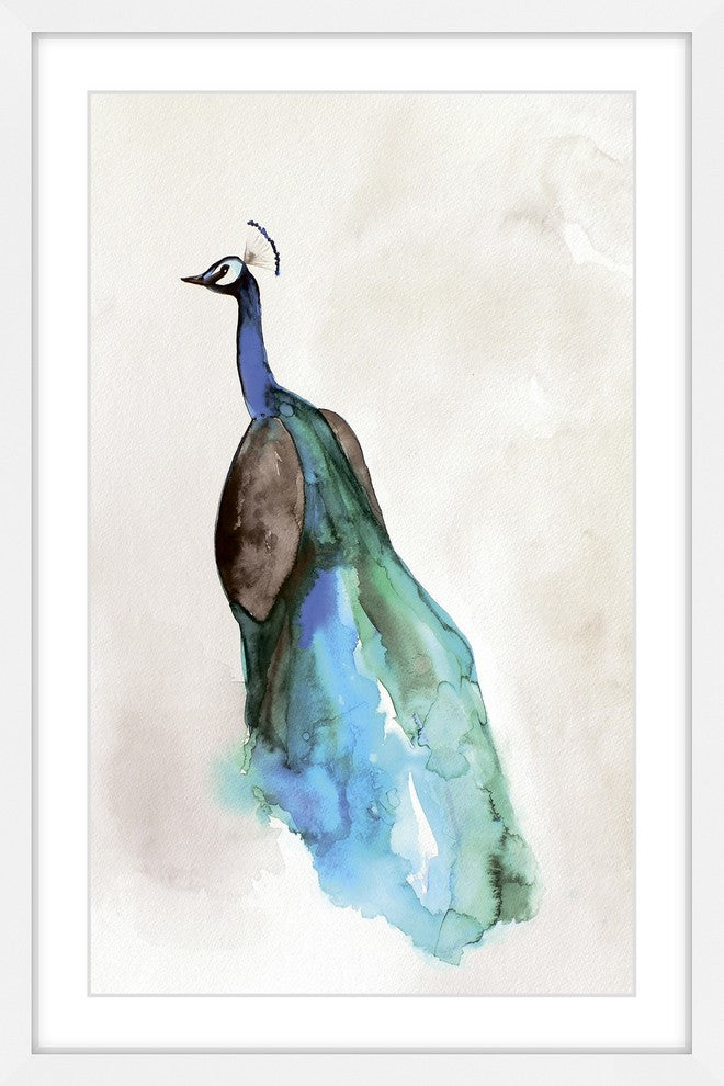 Marmont Hill, "Peacock Back" by Christine Lindstrom Framed Painting Print, 12x18