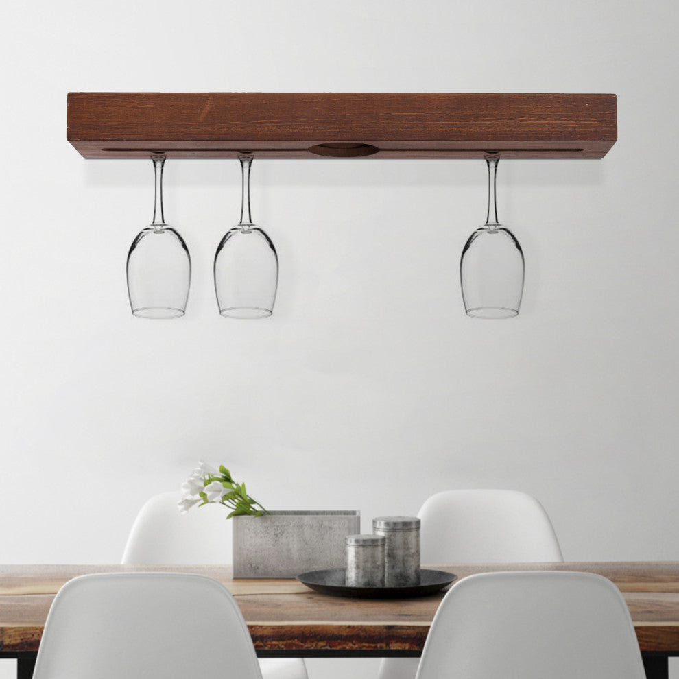 American Art Decor Wooden Wall-Mounted Floating Wine Glass Shelf