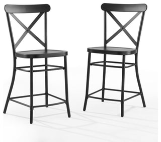 Camille 2-Piece Counter Stool Set, Matte Black 2 Stools