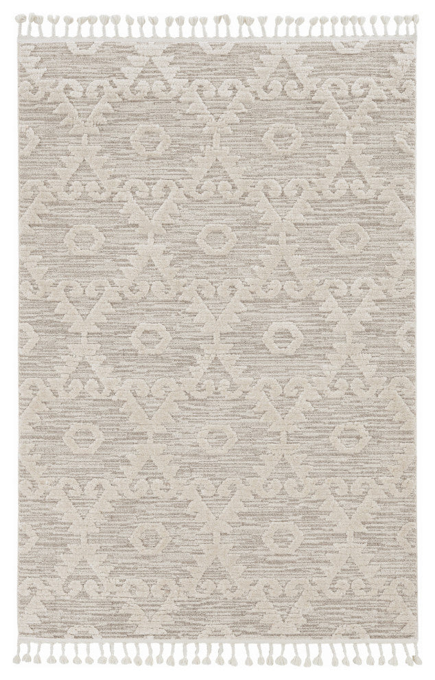 HomeRoots 94" X 130" X 0.25" Ivory Beige Polyester Rug