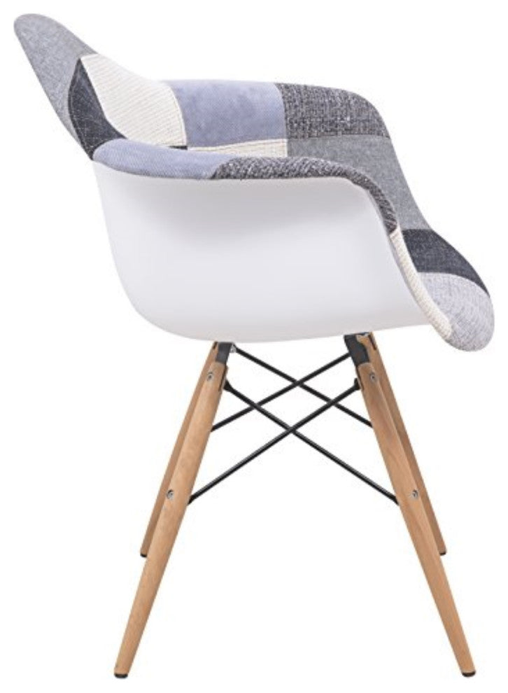 LeisureMod Willow Patchwork Fabric Eiffel Accent Chair, Set of 4 Multi