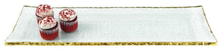 18 Mouth Blown Rectangular Edge Gold Leaf Serving Platter Or Tray
