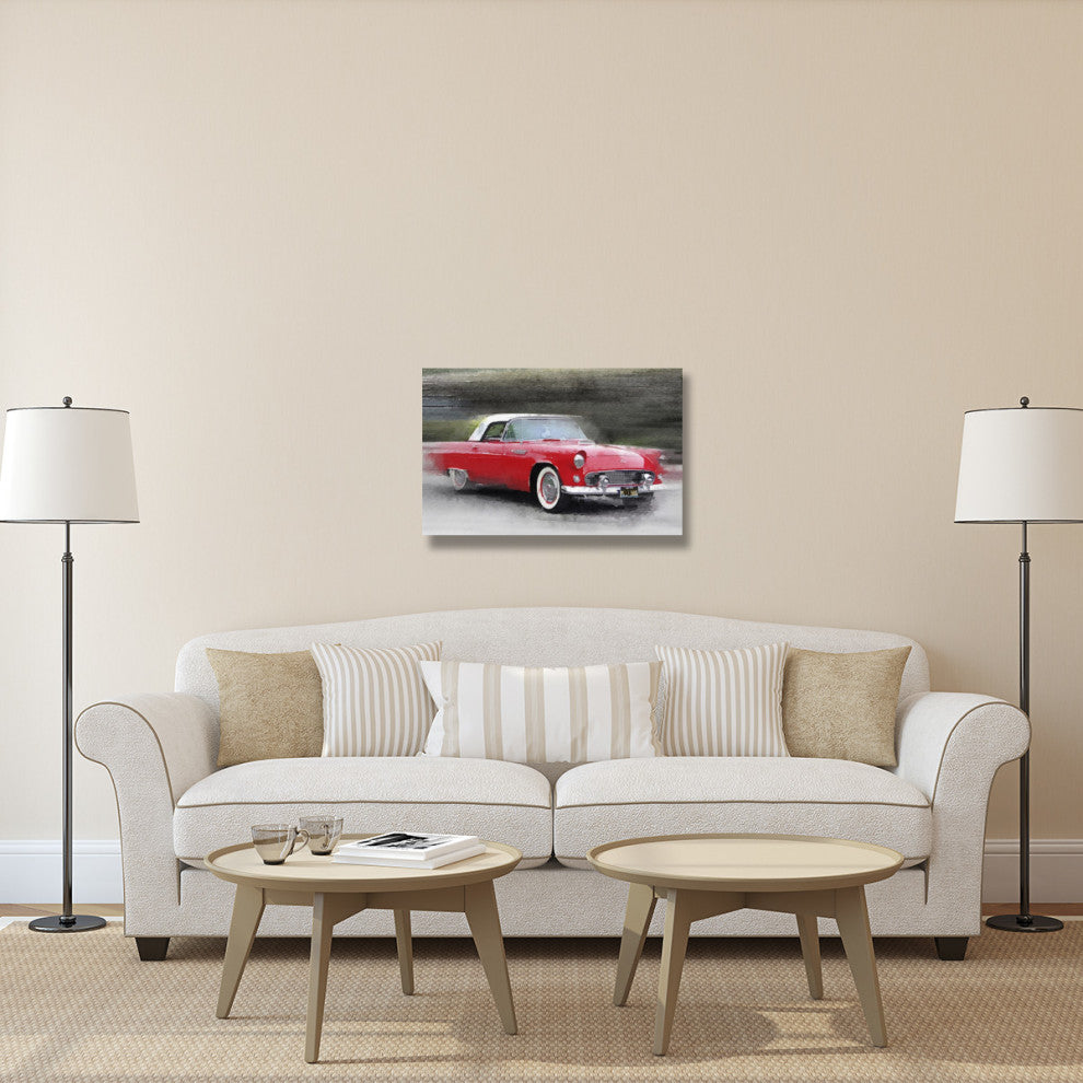 "1955 Ford Thunderbird Watercolor" Fine Art Print