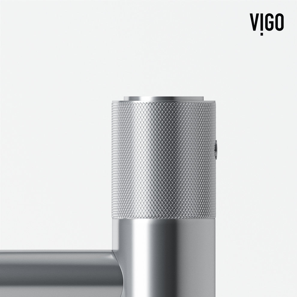 VIGO Apollo 8" H Button Operated Single Hole Bathroom Faucet, Chrome, Without Extras