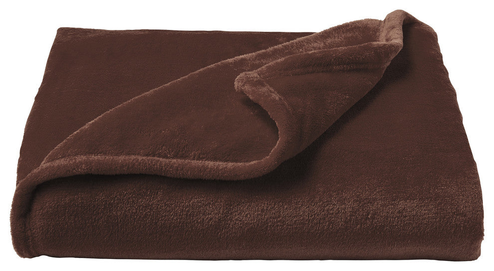 LHC Microfiber Velvet Throw Blanket, Mocha Brown