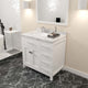 Caroline Parkway 36" Bath Vanity, White With Marble Quartz Top