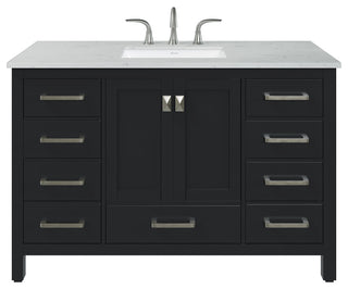 Eviva Aberdeen 48"Wx22"D Bathroom Vanity, White Carrara Quartz Countertop