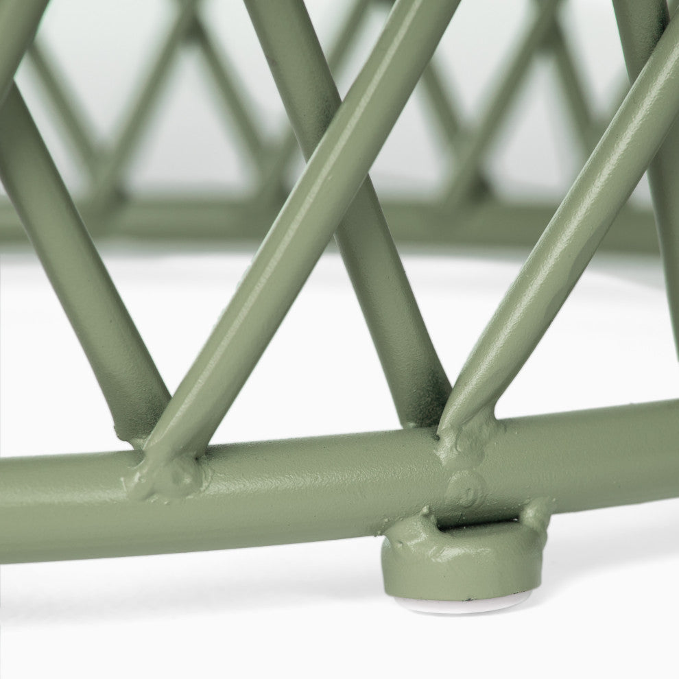 GDF Studio Alameda Outdoor 19" Diameter Lattice Iron Side Table, Matte Green
