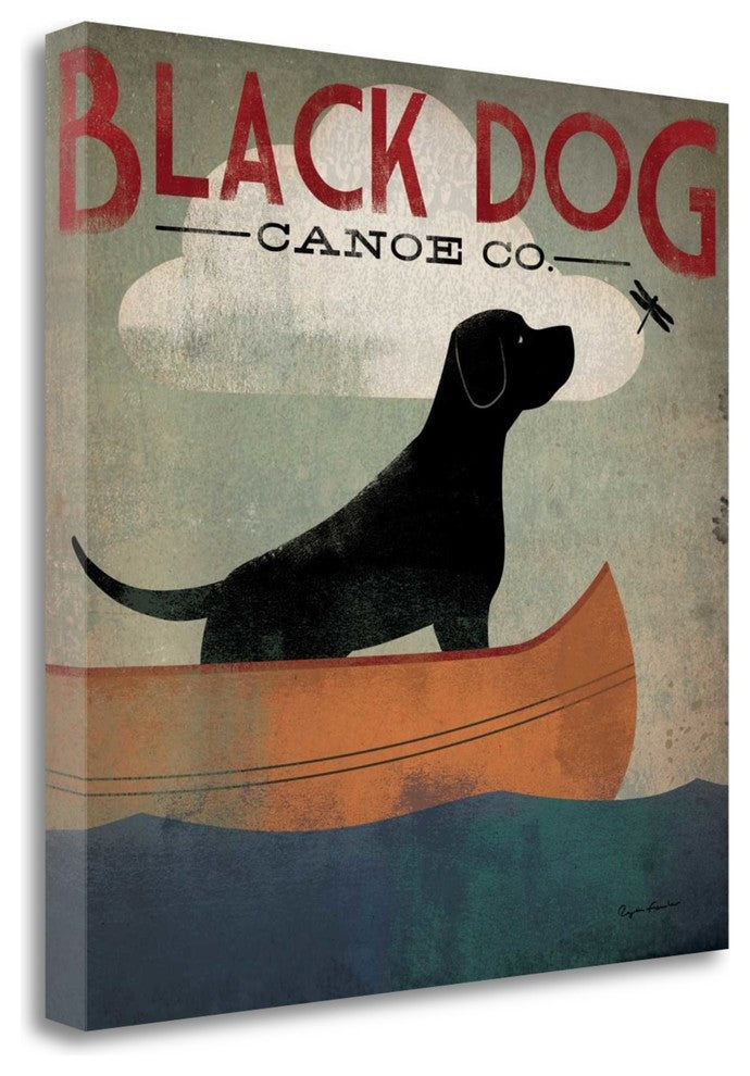 "Black Dog Canoe" By Ryan Fowler, Giclee Print on Gallery Wrap Canvas